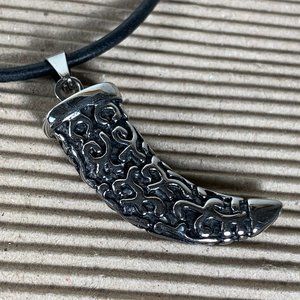 NEW 316L Stainless Steel Pendant on a Black Cord Necklace